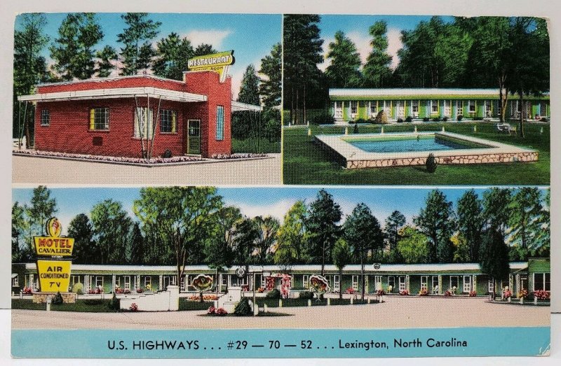 Lexington NC MOTEL CAVALIER near Clayton US Highways 29,70,52 1960s Postcard A10