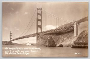 Golden Gate Bridge California RPPC Real Photo Postcard W30