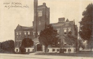 J64/ Alexandria Indiana Postcard c1910 High School Building 235