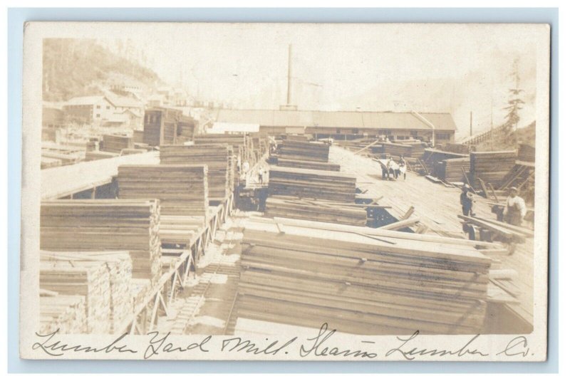 c1910's Stearns Lumberyard Mill Johnston Vermont VT RPPC Photo Antique Postcard 