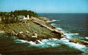 Maine Camden Aerial View Of Pemaquid Point Lighthouse