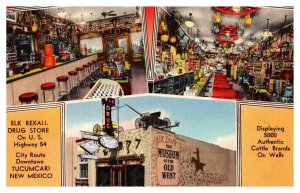 Elk Rexall Drug Store Hwy 54 Tucumcari NM Linen Vintage Postcard S09