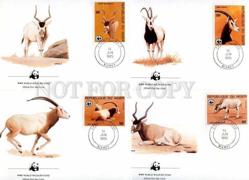 239855 NIGER WWF Antelope 1985 year set of 4 FDC