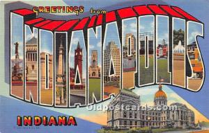 Greetings from, Linen Indiana, IN, USA polis, Indiana, IN, USA Large Letter U...