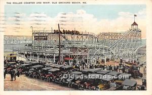 The Roller Coaster and WHip Old Orchard Beach, Maine, ME, USA 1925 light post...