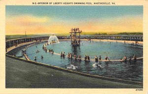 Liberty Heights Swimming Pool Martinsville Virginia linen postcard