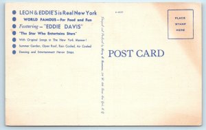 NEW YORK CITY, NY ~ World Famous LEON & EDDIE'S Night Club c1940s Linen Postcard