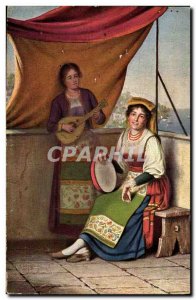 Postcard Old Woman Music