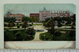 C.1910 Washington Park Showing Sloane Hotel, Sandusky, Ohio Vintage Postcard P53