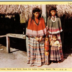 c1960s Miami, FL Indian Maids Child Musa Isle Village Colorcraft Chrome PC A312