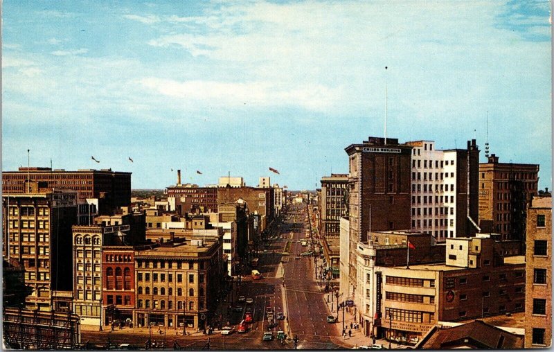 Vtg Winnipeg Manitoba Canada Portage Avenue from Main Street View 1950s Postcard
