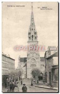 Postcard Old Church St Martin Brest