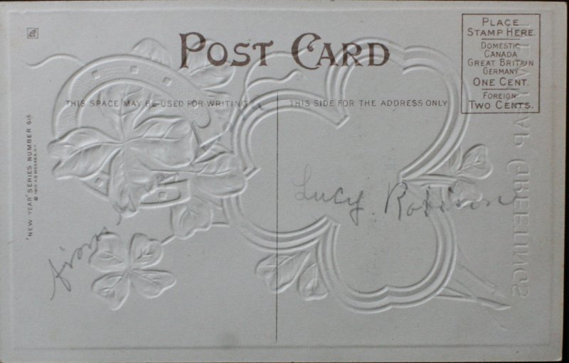 Embossed New Year Greetings 1910
