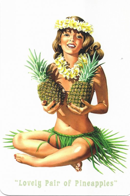 Hawaiian Pin-Up Girl 4 by 6 Lovely Pair of Pineapples