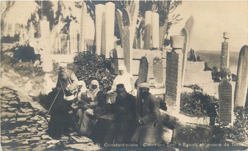 Turkey photo postcard Constantinople Eyoub cemetery ethnics turcs Istanbul 