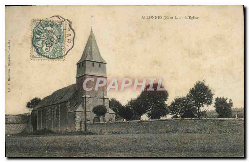 Old Postcard Allonnes L & # 39Eglise