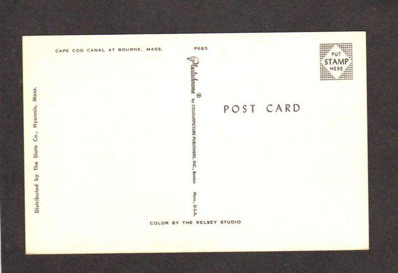 MA Cape Cod Canal Bridge Bourne Mass Massachusetts Postcard