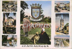 Modern Postcard Chateauroux Indre Shepherd Sheep Quartier St Luke's castle Ra...