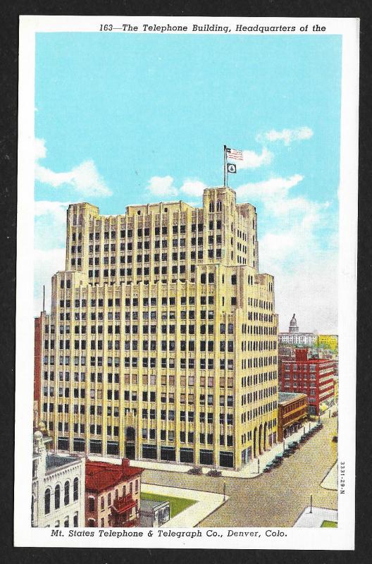 Headquarters Telephone Building Denver Colorado Unused c1920s