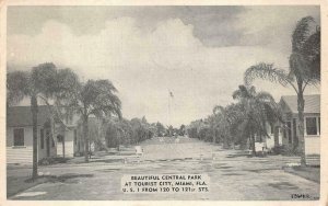 BEAUTIFUL CENTRAL PARK TOURIST CITY MIAMI FLORIDA POSTCARD 1938