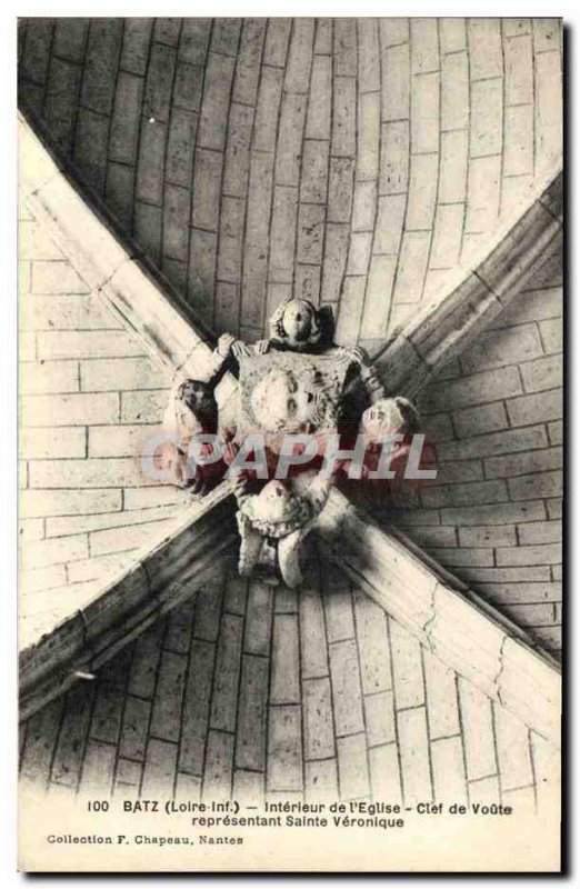 Postcard Old Batz Loire inside The Church Key vault representing St. Veronika