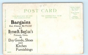 CT Putnam Connecticut Eureka Silk Factory Bugbees Store Advertising Postcard