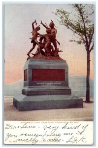 1906 Monument Fort Dearborn Massacre Statue Sculpture Chicago Illinois Postcard