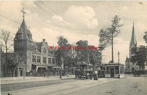 Germany, Hannover, Pferdeturm und Petrifirche, Niemeyerstrasse Tram Trolley Stop