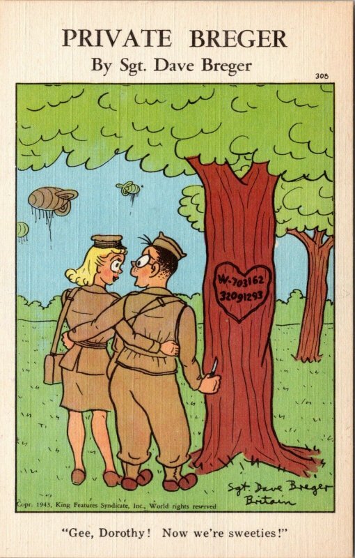 Private Breger: Gee Dorothy MILITARY LOVE ROMANCE VINTAGE POSTCARD 