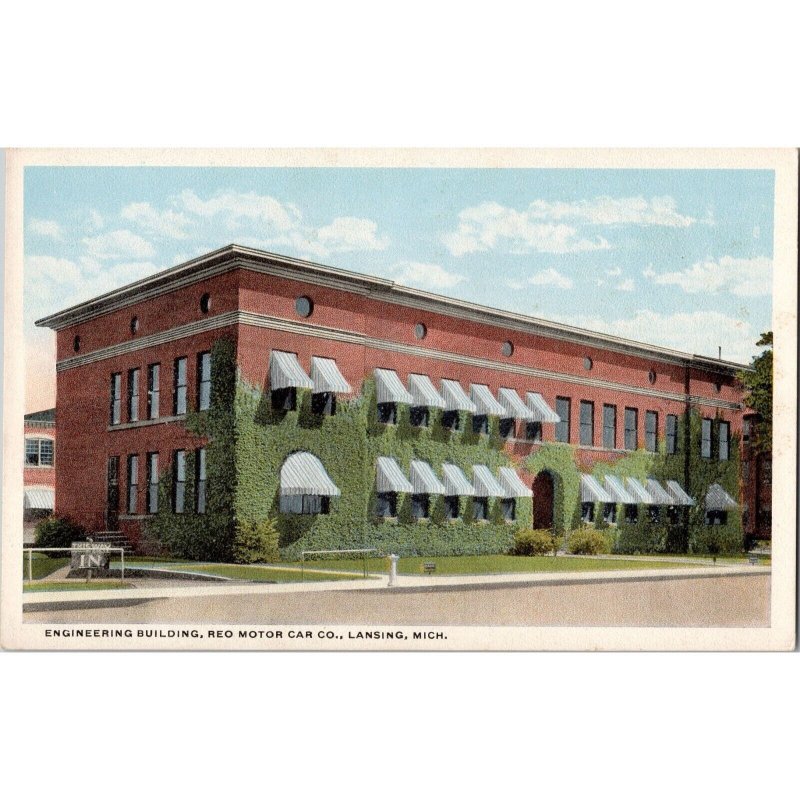 REO MOTOR CAR COMPANY Original Antique Postcard c.1918 - Engineering Building