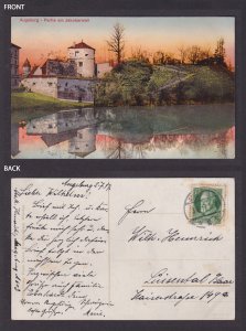 Vintage postcard Augsburg Jakoberwall tower fortifications pond Bavaria Germany