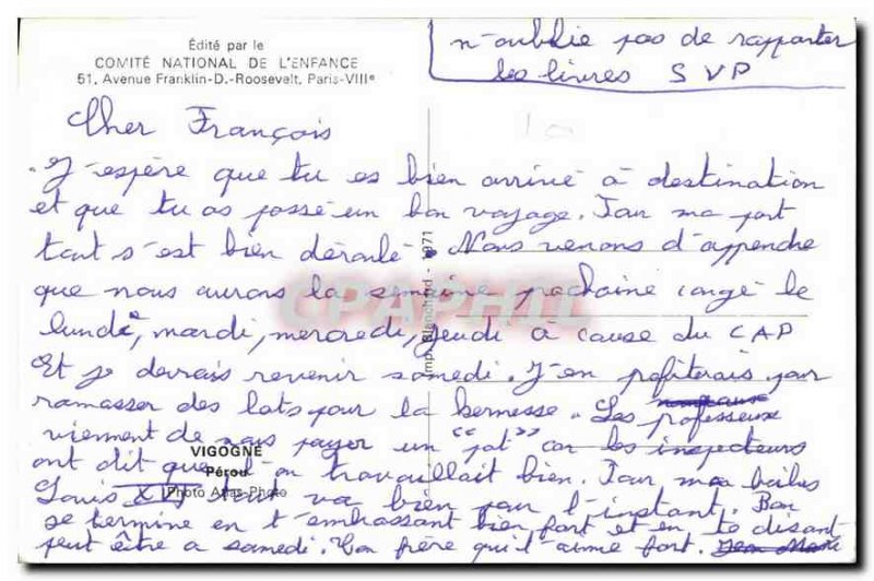 Postcard Old Vicuna Peru