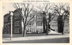 Blackwell Oklahoma~Junior High School Building~Lamp Post on Sidewalk~1944 Pc