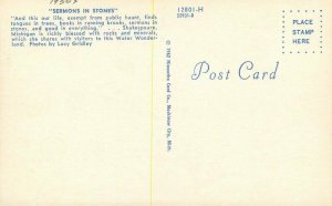 Michigan Rock Hounding 1950s Sermons in Stones Postcard Hiawatha 224858