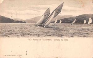 Windermere England Yacht Racing Turning the Buoy Antique Postcard J79245