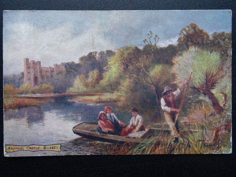 Sussex ARUNDEL CASTLE Punting on The River c1908 Postcard by Raphael Tuck 7409