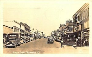 Bremerton WA Store Fronts Budweiser Truck Old Cars Busy Scene 1945 RPPC