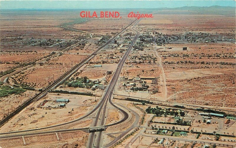 Postcard Arizona Gila Bend Air view 1968 Petley 23-10674