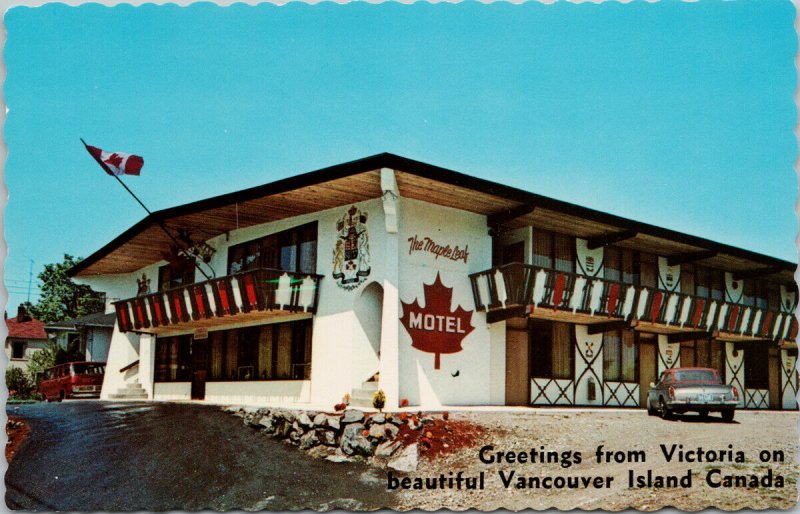 Maple Leaf Motel Victoria BC Vancouver Island Gorge Road c1971 Postcard G9