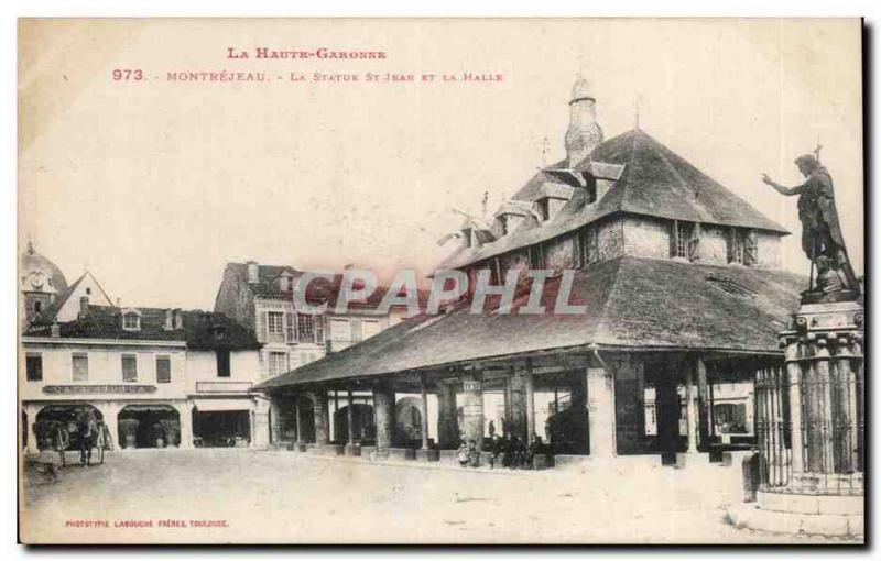 Old Postcard Montrejeau The statue and St John Hall