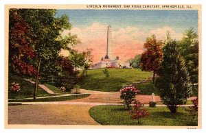 Postcard MONUMENT SCENE Springfield Illinois IL AU8666