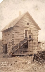 J66/ Nashville Indiana RPPC Postcard c1910 Old Hewn Log Cabin Jail 373