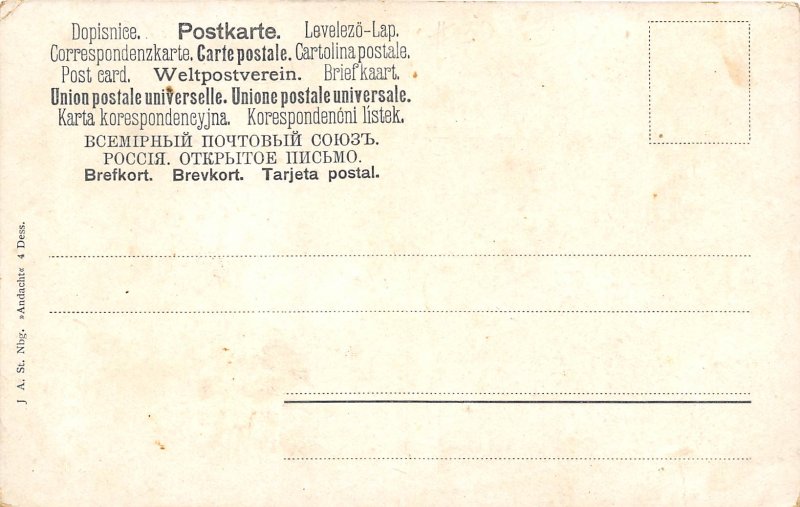 Alpine Family Praying at Crucifix c1910 Religious Postcard