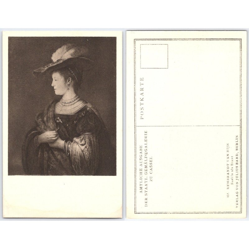 Postcard Rembrandt Portrait Art Gallery Berlin Germany