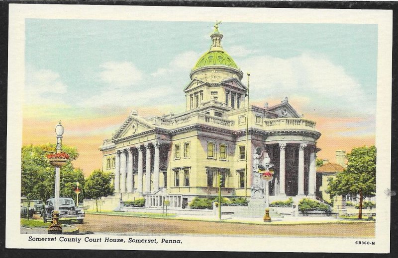 Somerset County Court House Somerset Pennslyvania Unused c1946