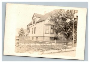 Vintage 1910's RPPC Postcard - Suburban Home - Old Style Fire Hydrant