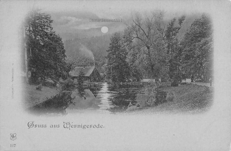 Wernigerode Germany Scenic Forest Cabin At Night Antique Postcard K18890