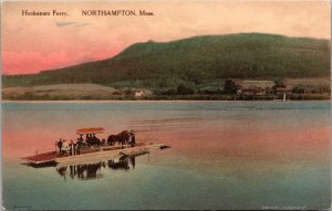 Hockanum Ferry Crossing Connecticut River, Northampton MA Vintage Postcard V41