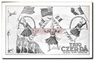 Postcard Old Circus Trio Da Czer Aerial Rope Creator