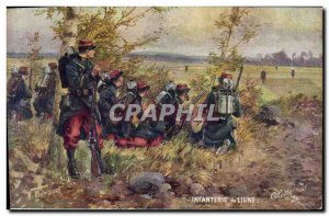 Old Postcard Line Infantry Army